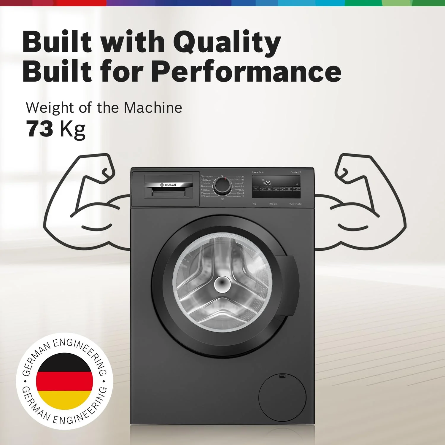 Bosch 7 kg 5 Star Fully-Automatic Front Loading Washing Machine (WAJ24209IN, Black, AI active water plus, In-Built Heater, BLDC Inverter motor, Steam) - Image 13
