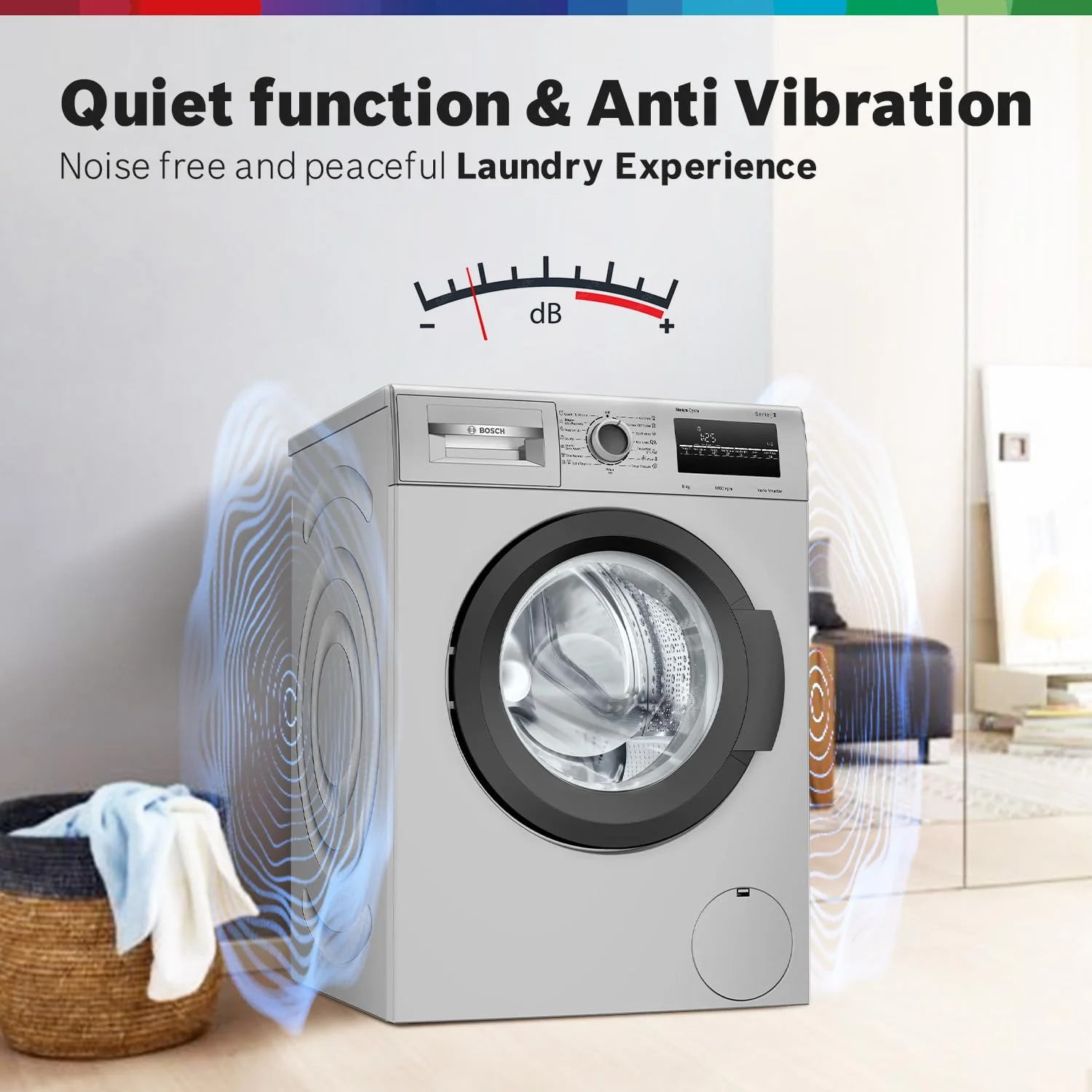 Bosch 8 kg, 5 Star, AI Active Water+, Anti-Tangle, Steam Anti Bacterial, Anti-Wrinkle Fully-Automatic Front Loading Washing Machine (WAJ2826BIN, In-Built Heater, Shiny Silver) - Image 11