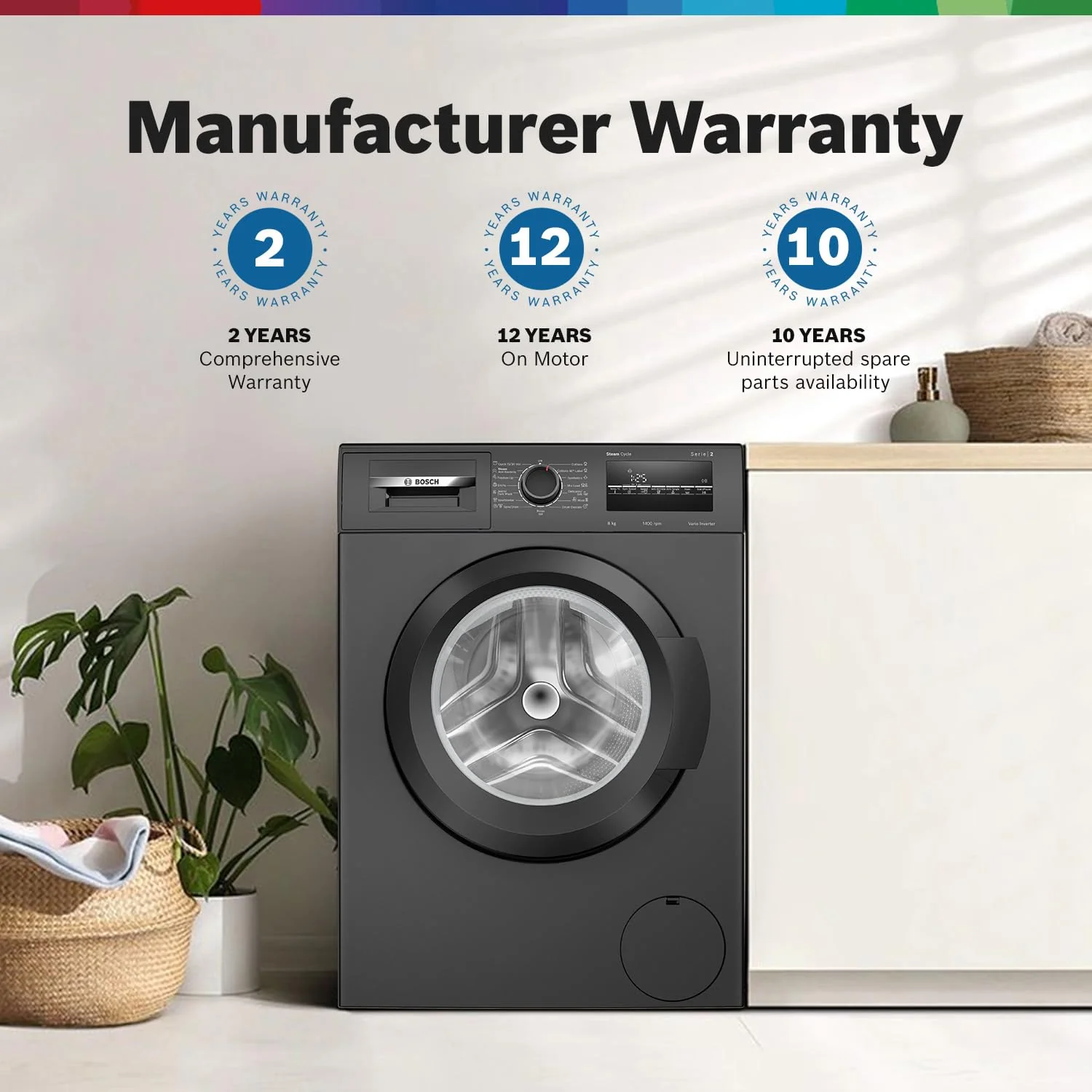 Bosch 8 kg 5 Star Fully-Automatic Front Loading Washing Machine (WAJ2826CIN, Black Grey, AI active water plus, In-Built Heater) - Image 12