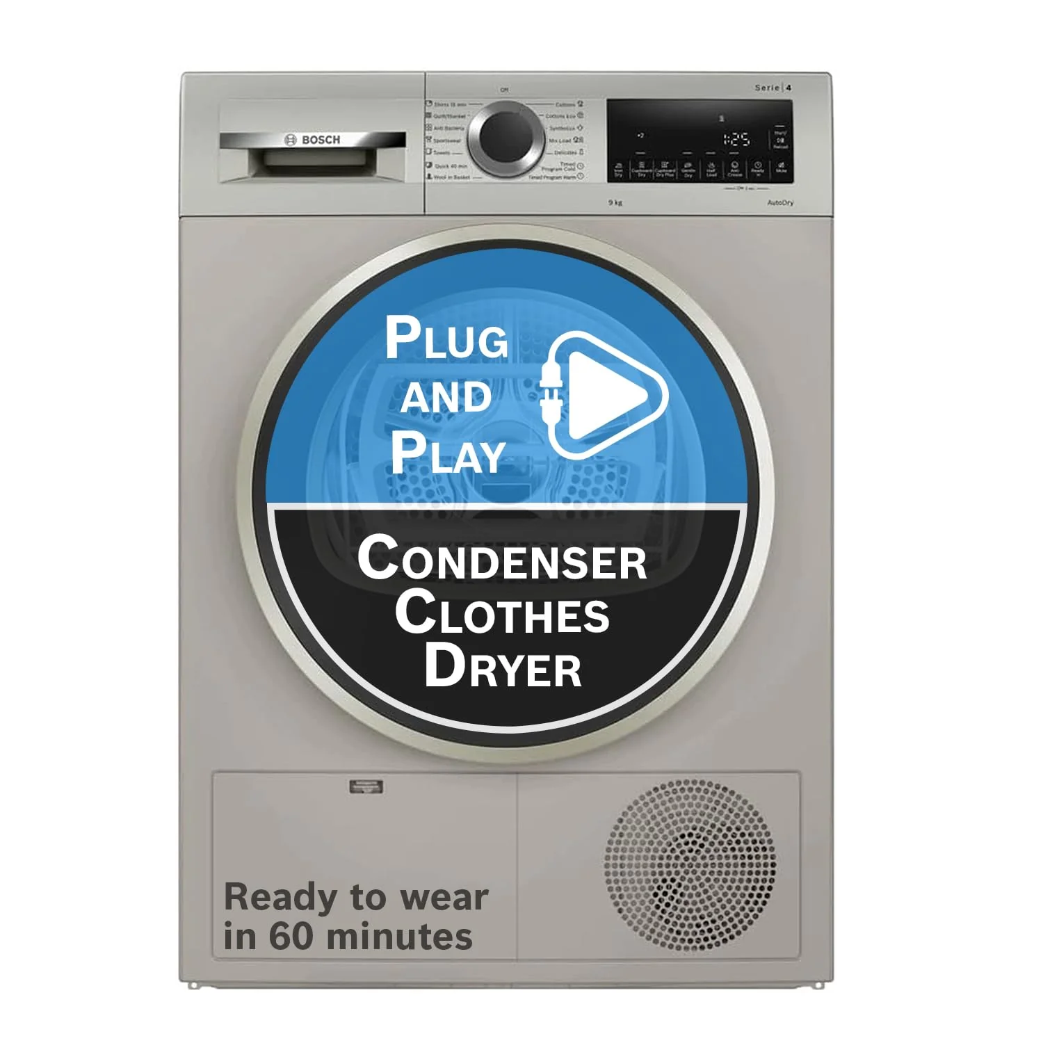 Bosch 8 kg Fully Automatic Front Load Condenser Tumble Dryer (WPG23108IN, 5 Drying Options, 14 Programs, Allergy Plus, 100% Drying with 0% Effort, Inbuilt Heater, Silver) - Image 12