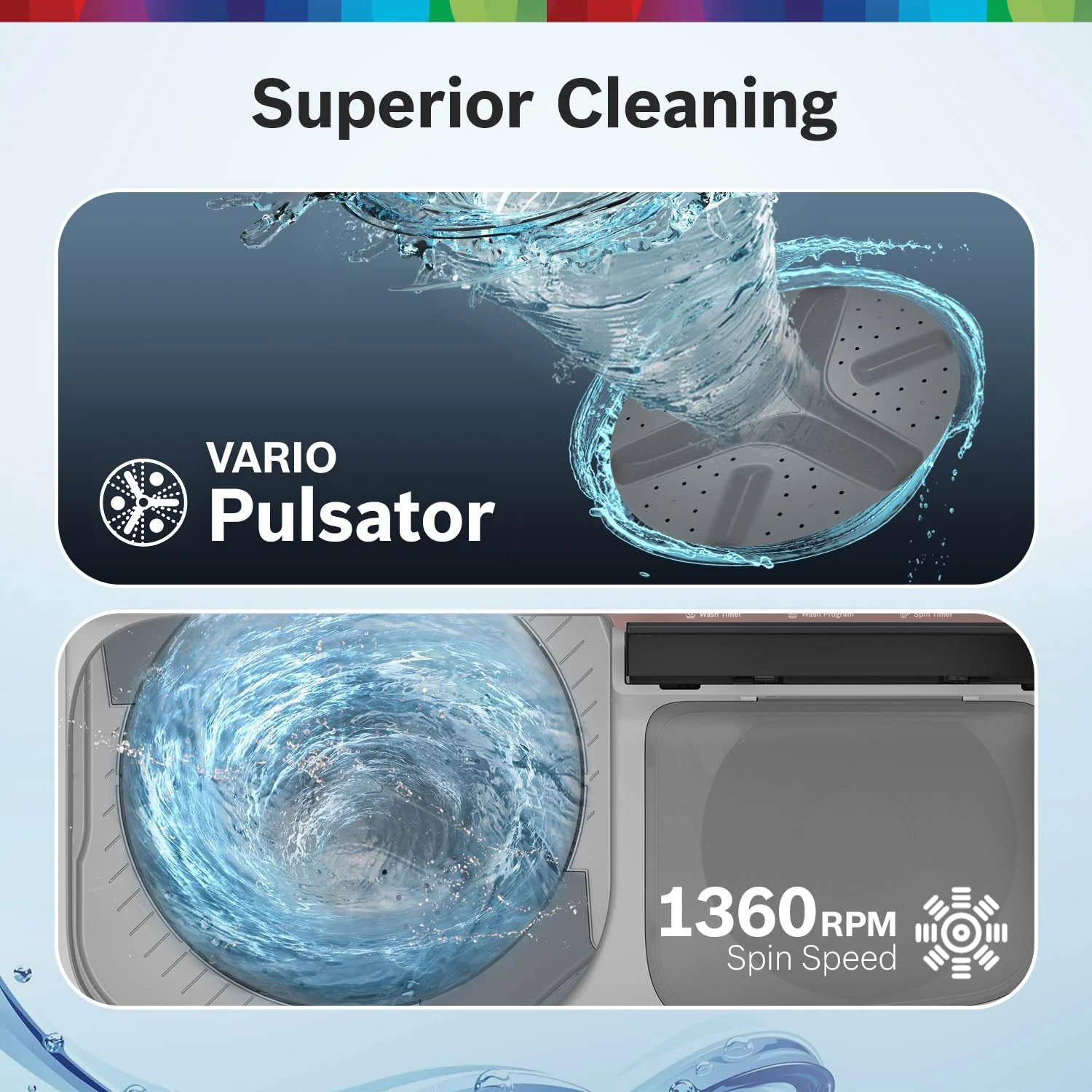 Bosch 9 kg 5 Star Semi-Automatic Top Loading Washing Machine (2025 Model, WJP904C0IN, 3 Wash Programs, Anti-Rust Body, 1300 RPM Spin Speed, Wine, 5 Years Comprehensive Warranty) - Image 3