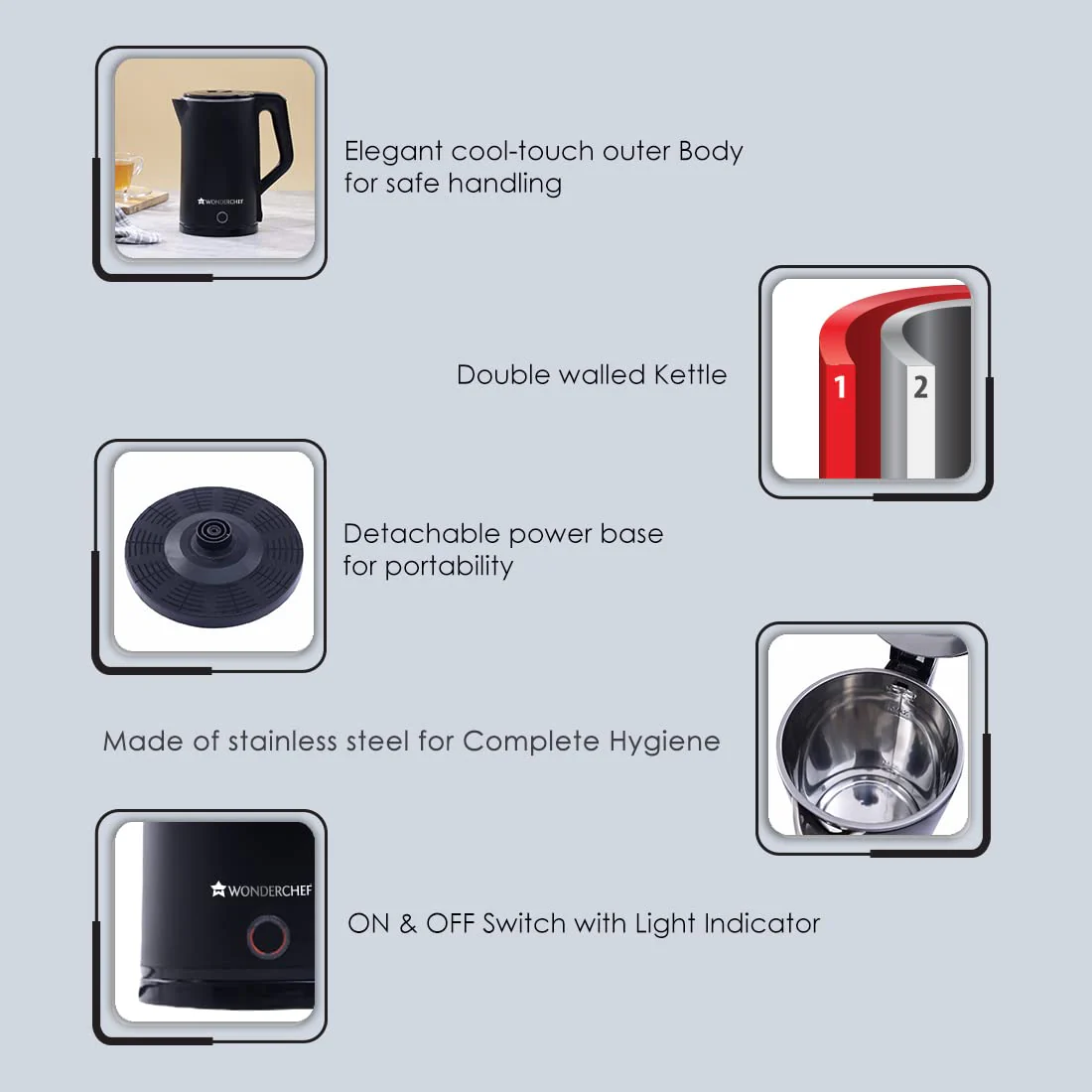 COOL-TOUCH Electric Kettle, 1300 W, 1.8 L, 1 Years Warranty - Image 4