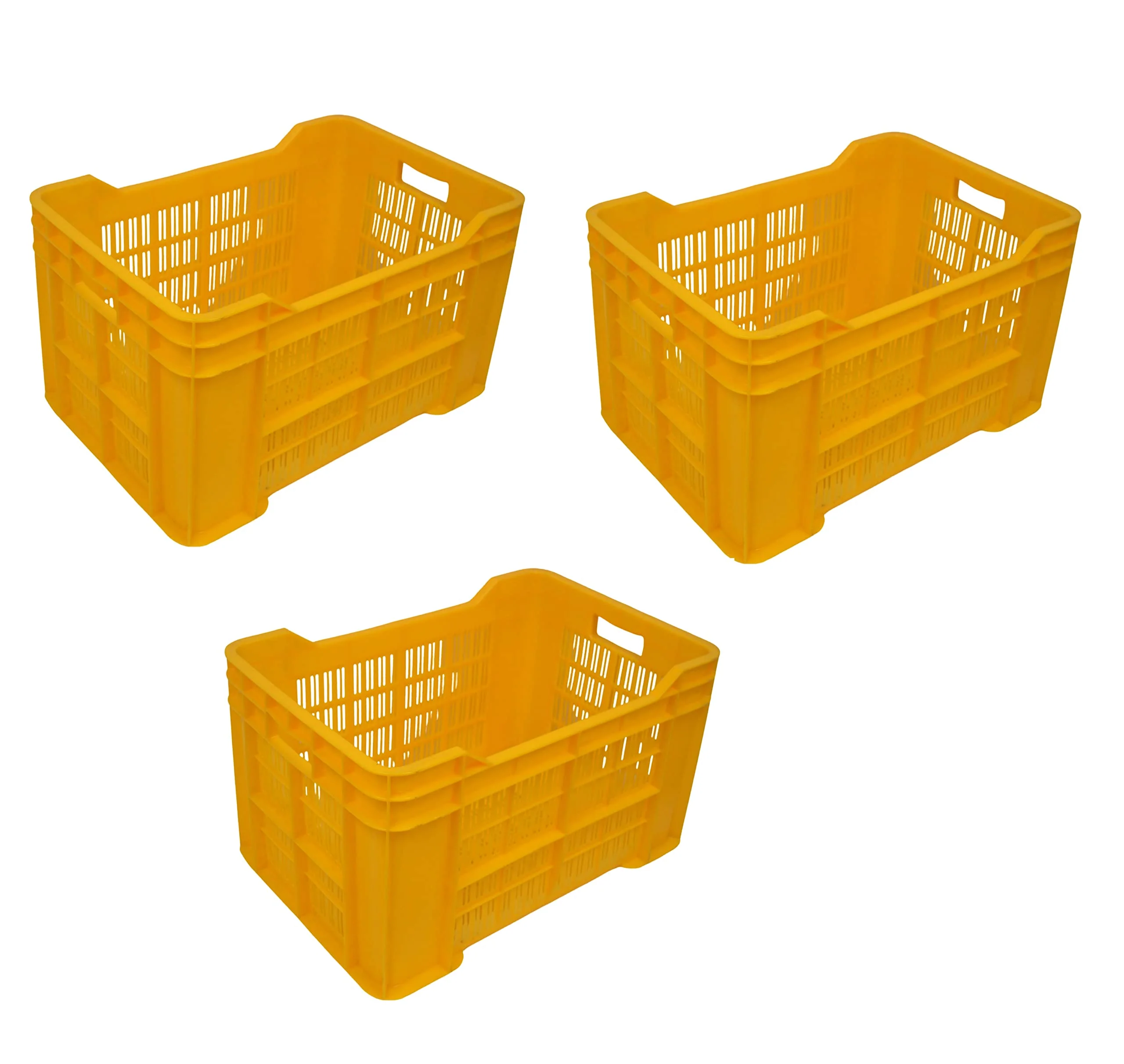 Nilkamal Plastic Rectangular Multipurpose/Vegetable/Fruit/Fish Crate (542 x 360 x 300 mm) Pack of 3 (Blue) 36x54.2x30 cm - Image 5