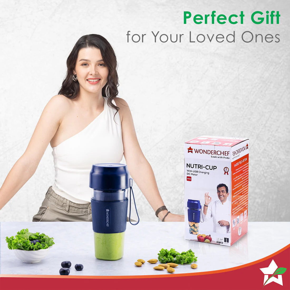 Nutri-Cup Portable Blender | USB Charging | Smoothie maker | SS Blades | Battery Operated Rechargeable Blender | 300ml | Compact Size | Blue - Image 9