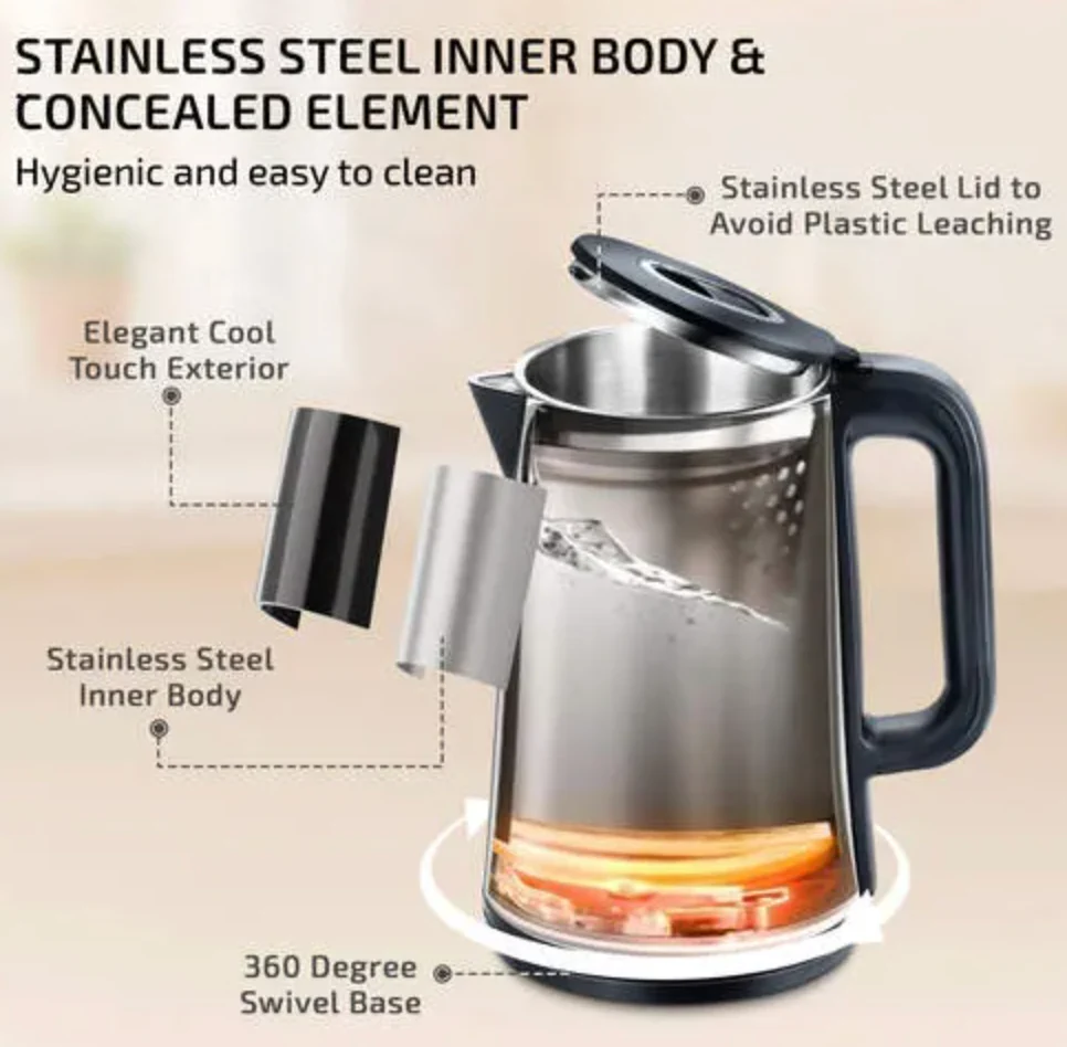 Prestige Digi Kettle 2.0 Litre with 4 Preset Modes| Live Temperature Display| Elegant Cool Touch Design| Auto-Cut Off and Dry Heat Protection| 360 Degree Swivel Base - Image 3