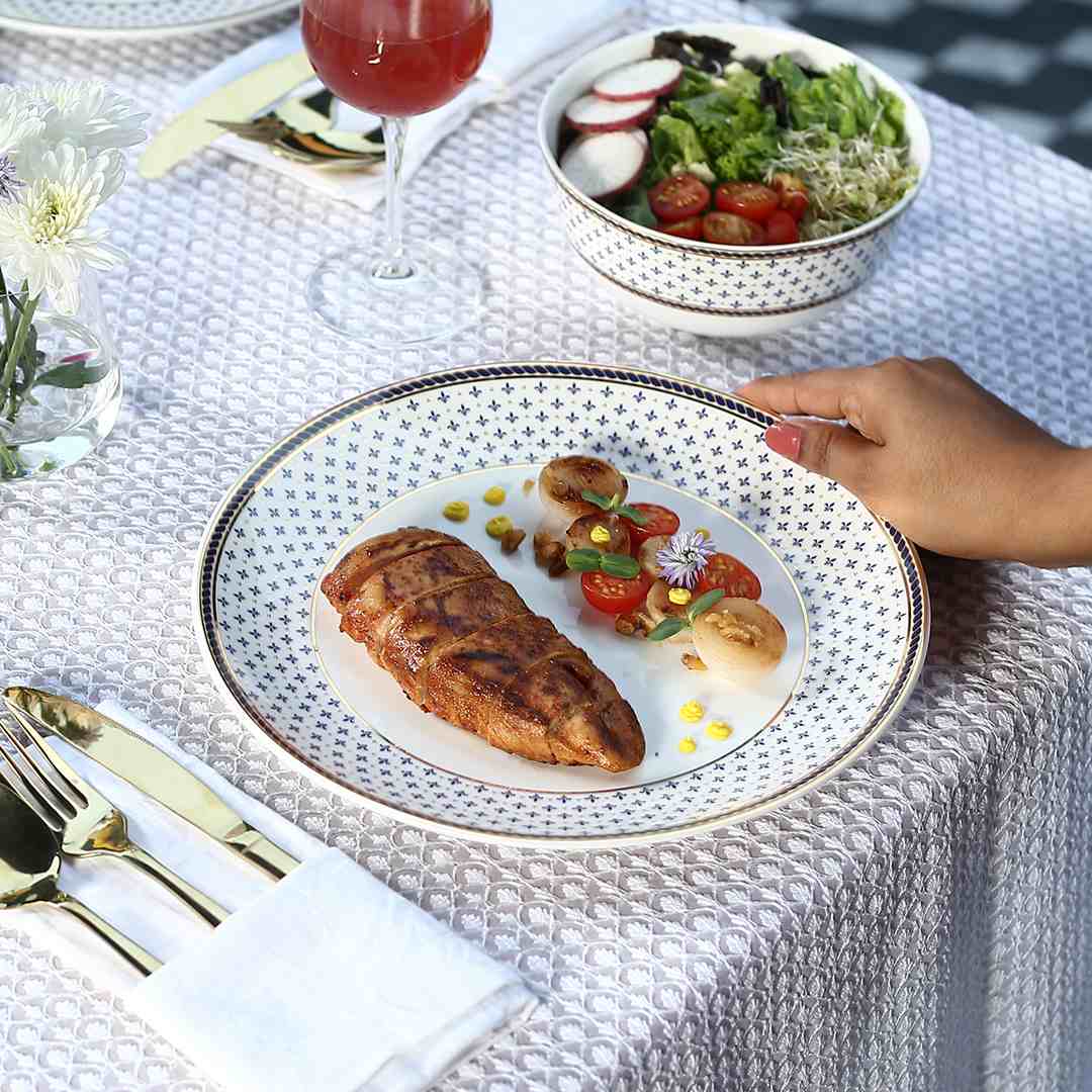 Sicilia Fine Bone China 10" Dinner Plate - Royal Blue - Set of 2 Pcs - Image 6