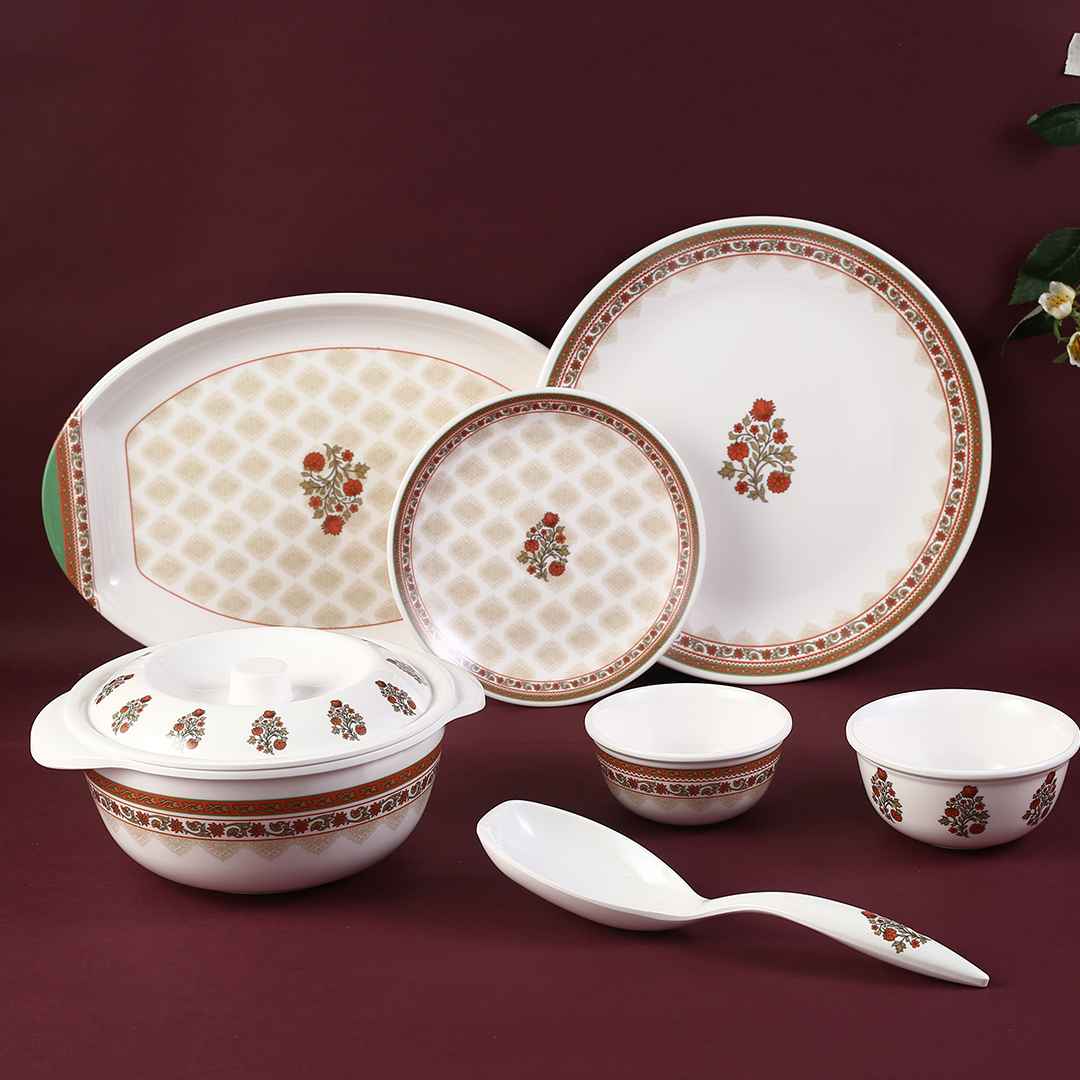 Venice Royal Red Dinner Set of 31 Pcs | 100% Food Grade Melamine | Elegant | Break & Stain Resistant | Designer Dinnerware - Image 3