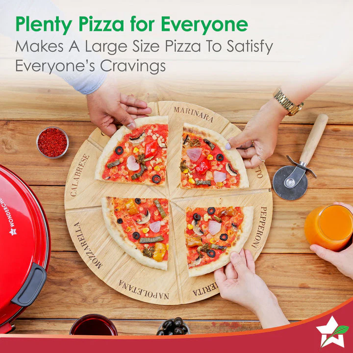Wonderchef Regalia Pizza Maker | Crispy Pizzas in 5 Minutes with Rapid Cooking over 450°C | Wood-Fired Pizza-Like Taste | Lava Stone Base for Golden Crust | 1200W, 12-in Diameter | 2-Year Warranty - Image 4